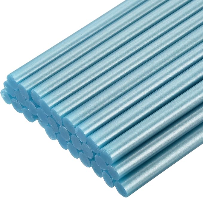 uxcell 30pcs Mini Hot Glue Gun Sticks 4-inch x 0.27-inch High Sticky Small Hot Glue Sticks for Glue Gun, Metallic Blue