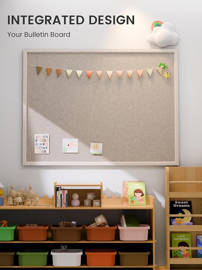 Fluxynara 47.2" x 35.4" Felt Frame Bulletin Board, Deep Camel | Cork Board Alternative with 36 Removable Adhesive Tabs, Foldable Pin Board for Wall, Home, Office, Classroom & Dorm