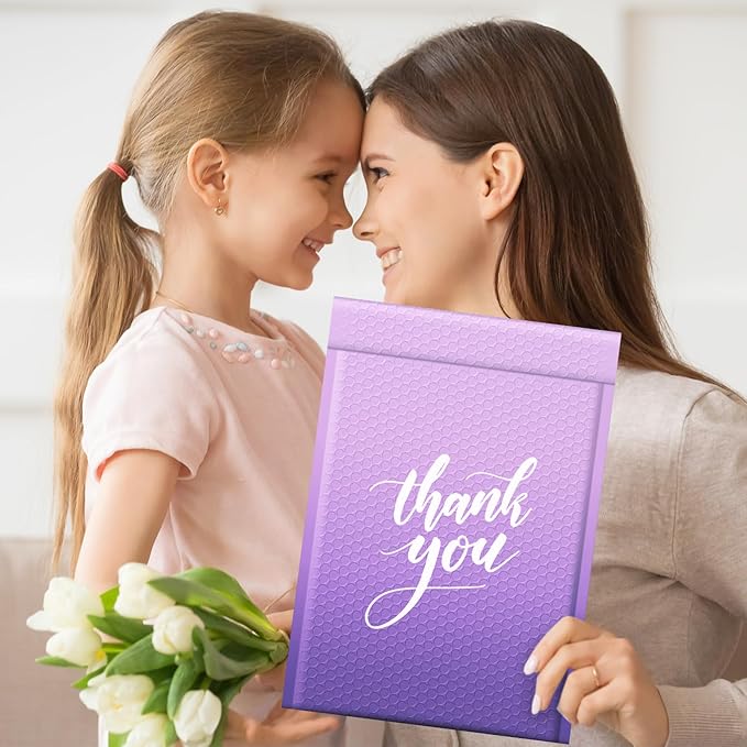 Fuxury 40 Pack Large Bubble Mailers 10.5x16" Gradient Purple Padded Envelopes Cute Design Mailing Envelopes Bubble Padded Cushioning Padded Mailers for Packaging, Small Business #5