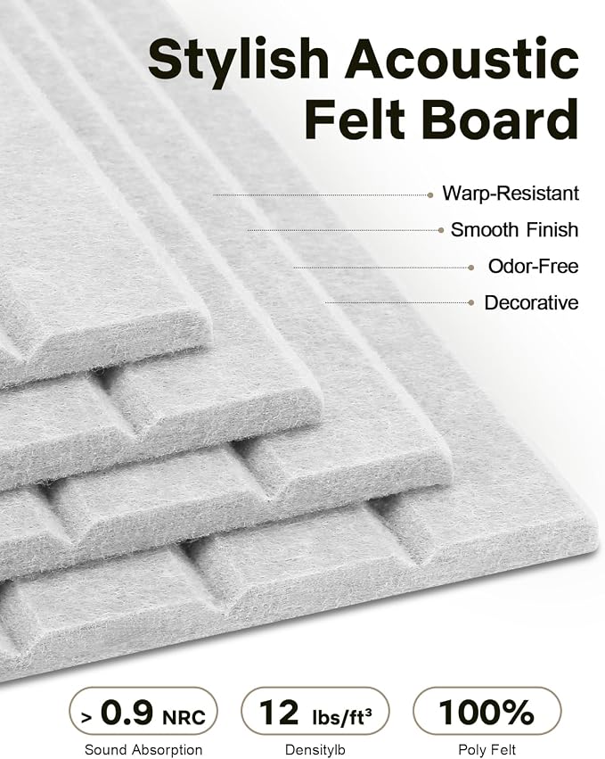 48" x 36" Large Cork Bulletin Board Tiles, Peel and Stick Felt Wall Panels for Vision, Message Center, Picture and Prayer Board for Office, Dorm, Room and Desk Decor(Cold White)