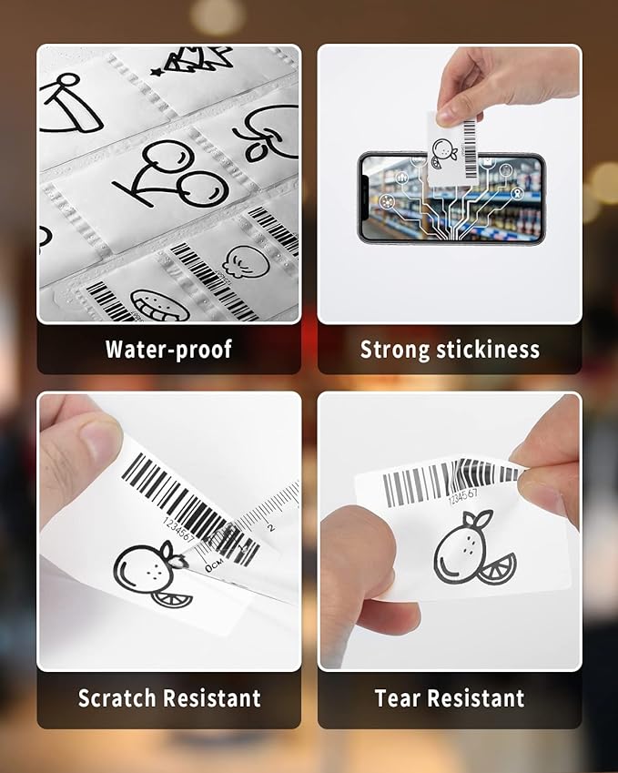 Phomemo Thermal Sticker Label Paper for M120/M110/M220/M250/M150 Label Maker Machine, Multi-Purpose Self-Adhesive Tag 1.96'' x 1.18"(50X 30mm), 230 Labels/Roll,Black on White (Pack of 2)