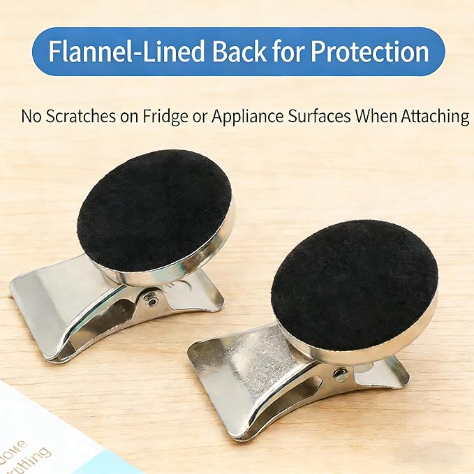 10 Pcs Strong Stainless Steel Magnetic Clips, Silver, 1 Inch (25 mm) Clip with 1.25 Inch Bottom for Refrigerator, Whiteboard, Office Supplies & Photo Displays