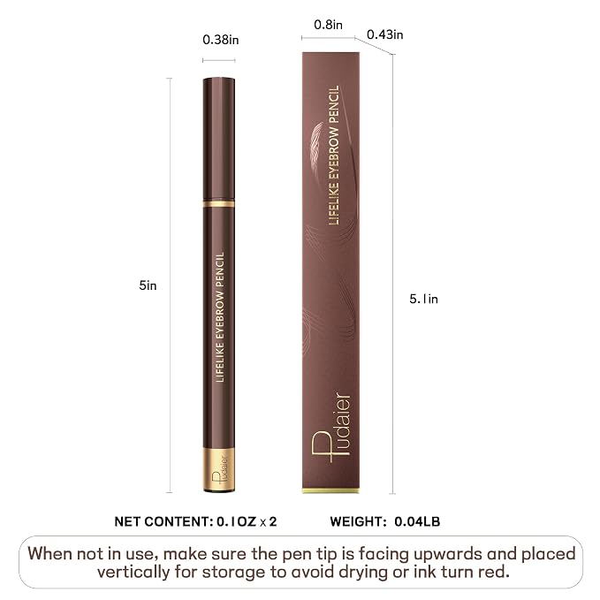 2 Pack Eyebrow Pen, Waterproof Microblading Eyebrow Pencil, 4 Tip Precise Eye Brow Makeup Pen for Women to Effortlessly Create Hair Like Natural Brows, Non Dry Out and Last All Day (Black Brown)