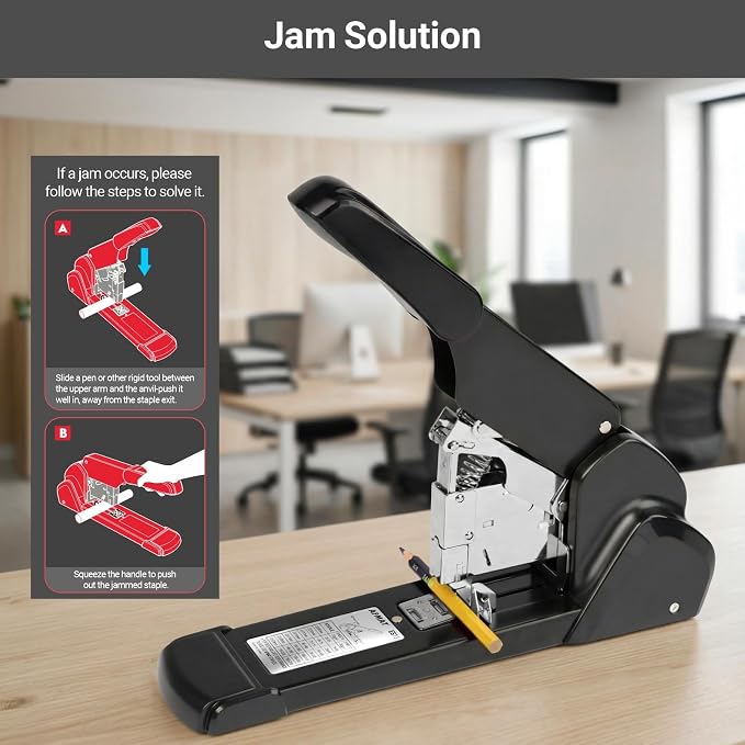 AFMAT Heavy Duty Stapler, 210 Sheet Staplers for Desk with 7000 Staples, Jam-Free, 50000+ Uses, 60% Reduced Effort, Easy Reload, Adjustable Paper Guide, Large Metal Manual Office Staplers, ES15