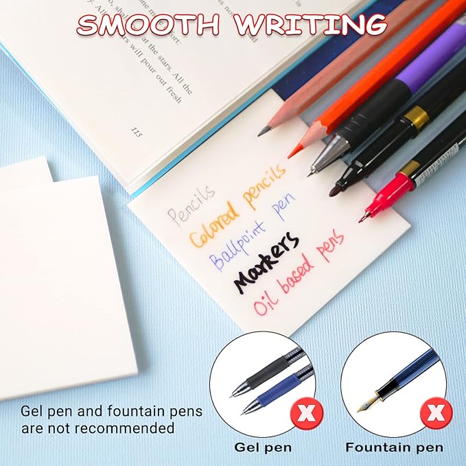 ENLUOM 400 Sheets Colored Transparent Sticky Notes - 3 x 3 in Translucent Sticky Notes, Pastel Clear Waterproof See Through Self-Sticky Note, Aesthetic Bible Journaling Sticky Notes (8 Pads)