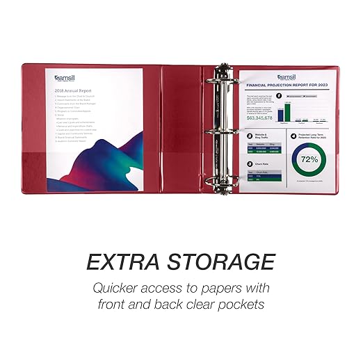 Samsill Durable 4 Inch Binder, Locking D Ring Binder, Customizable Clear View Cover, Red, 6-Pack, Holds 775 Pages