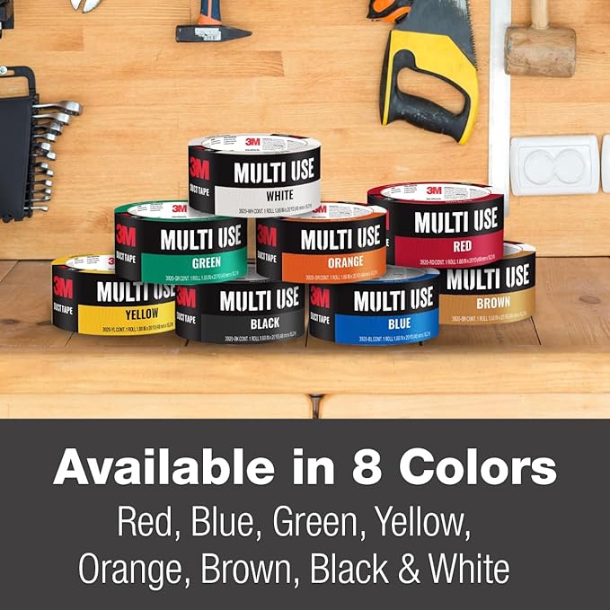 3M Multi-Use Colored Duct Tape,Red with Strong Adhesive and Water-Resistant Backing,Multi-Surface Duct Tape for Indoor and Outdoor Use,1.88 Inches x 20 Yards,1 Roll (3920-RD),(Pack of 12)