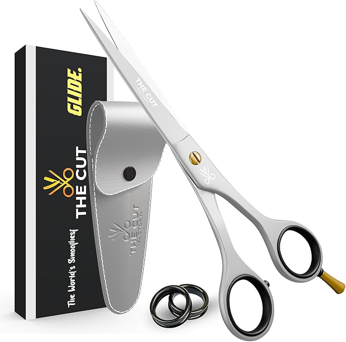 The Cut Factory- 6.5” Professional Hair Scissors - High Carbon 420 Stainless Steel Hair Cutting Scissors, Ultra-Sharp Barber Shears for Salon & Home (WHITE)