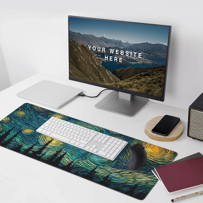 XXL Gaming Mouse Pad 35.4 x 15.7 Inch, Large Desk Mousepad | Mousepad with Starry Sky Design, Non-Slip Rubber Base, Water-Resistant Surface and Stitched Edges for Gaming, Office & Home