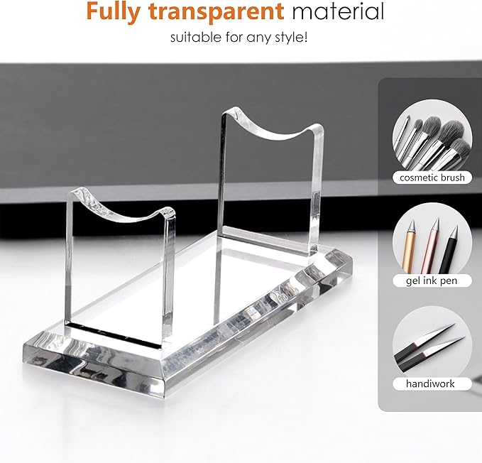 SANRUI 2 Pack Acrylic Pen Holder Display Stand, Fountain Pen Pencil Makeup Brush Rack, Ballpoint Pen Showholder, Paintbrush Drying Rack Organizer Desk for Home School Office or Store Use