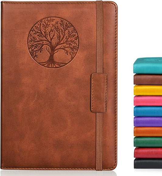 Blank Journal Notebook for Women Men, Hardcover Leather Sketchbook 5.7"×8.3", 140 Pages Unlined Sketch book for Drawing, Writing, Travel, School & Work, Journaling Notebooks (Brown)