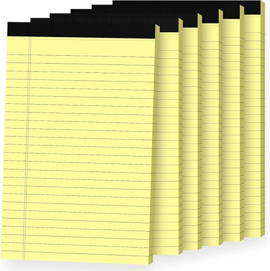 6pcs Small Note Pads, Yellow Notepads 5x8 College Ruled Notebook, Writing Pads 5 x 8, Legal Pads, Pad Paper Perforate Notebooks for Work, Message, School, Office Supplies,30 Sheets/Pack