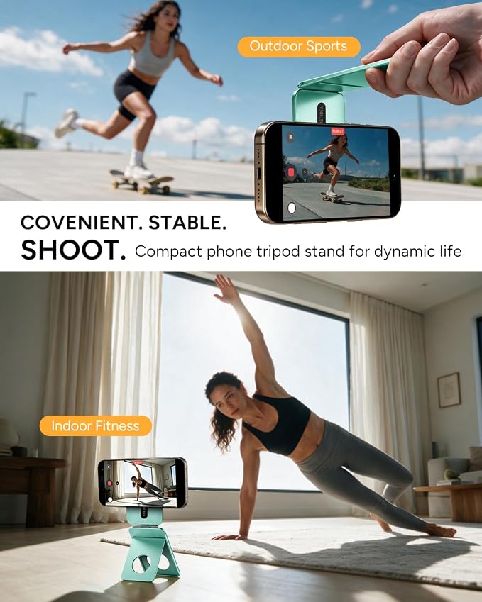 1ST IDEA for Magsafe Tripod, Tripod for iPhone Lightweight Aluminum Alloy & Angle Adjustment & Strong Magnets iPhone Tripod Stand Compatible with 17/16/15/14/13/12 (Included Metal Ring)
