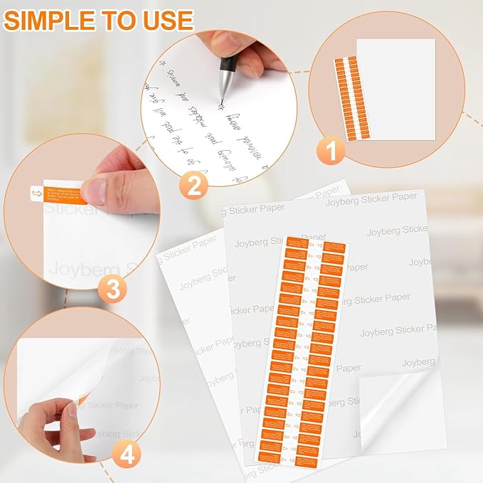 Printable Sticker Paper for Inkjet Printer, 150 Sheets 8.5" x11'' Matte Sticker Printer Paper Full Sheet Labels for Laser/Inkjet Printers, Letter Size