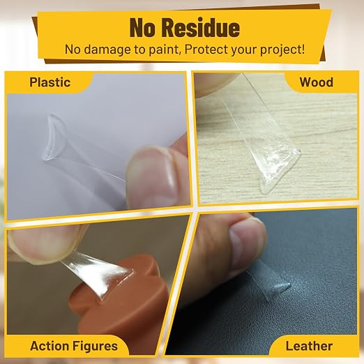 PHIXBEAR 180 Pcs Removable Mounting Putty, Strong Double Sided Glue Adhesive Dots Clear Museum Sticky Tack for Action Figures Wall Hanging No Residue, 3/8"