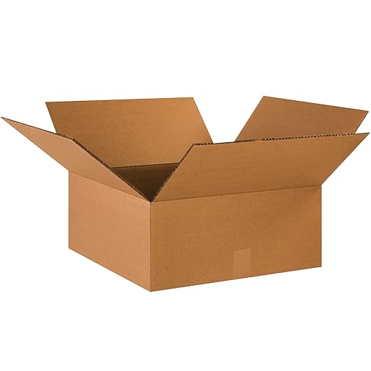 Box USA 15 Pack of Heavy-Duty Double Wall Corrugated Cardboard Boxes, 18" L x 18" W x 6" H, Kraft, Shipping, Packing and Moving