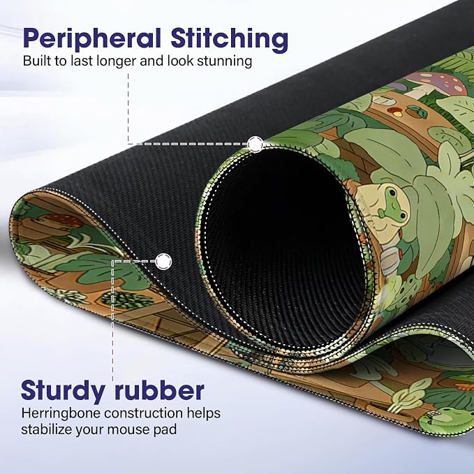 Professional Extended Gaming Mouse Pad - 31.5" x 15.7" Large Desk Mat with Stitched Edges, Waterproof Coating Non-Slip Rubber Base for Gamers Esports Pros Office Home, Frog03