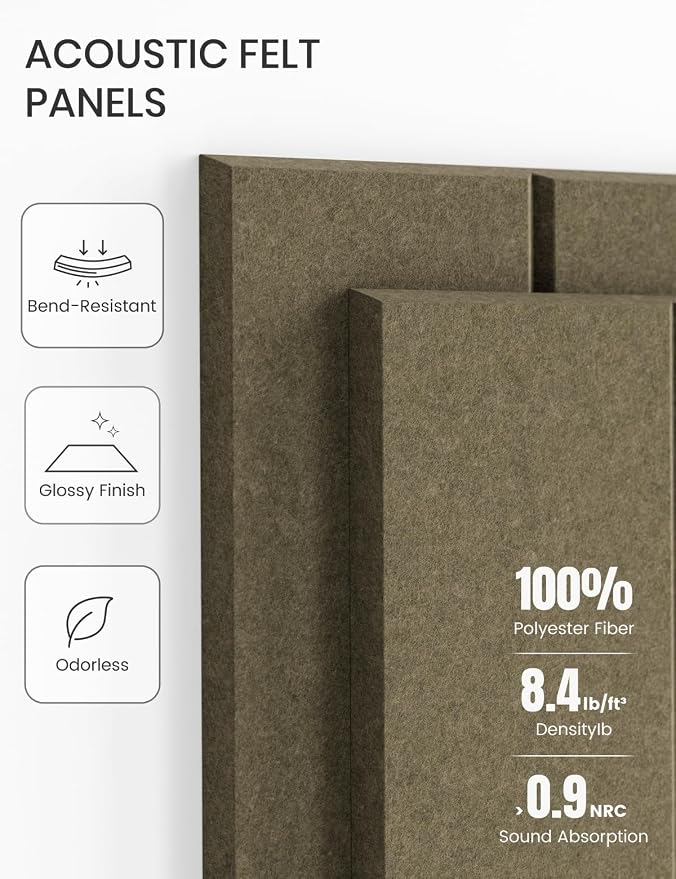 28" x 18" Felt Bulletin Board Tiles, Bold Stripe, Earth Brown | 6-Pack Cork Board Alternative, 30 Adhesive Tabs, Push Pin Board, Wall Decor, Office, Home, Classroom, Dorm