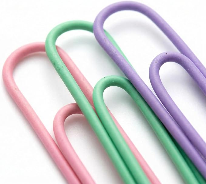 Multicolor Jumbo Paper Clips, Pastel, 1.3 Inch & 2 Inch, 400pcs | Office, School & Home, Document Organizing