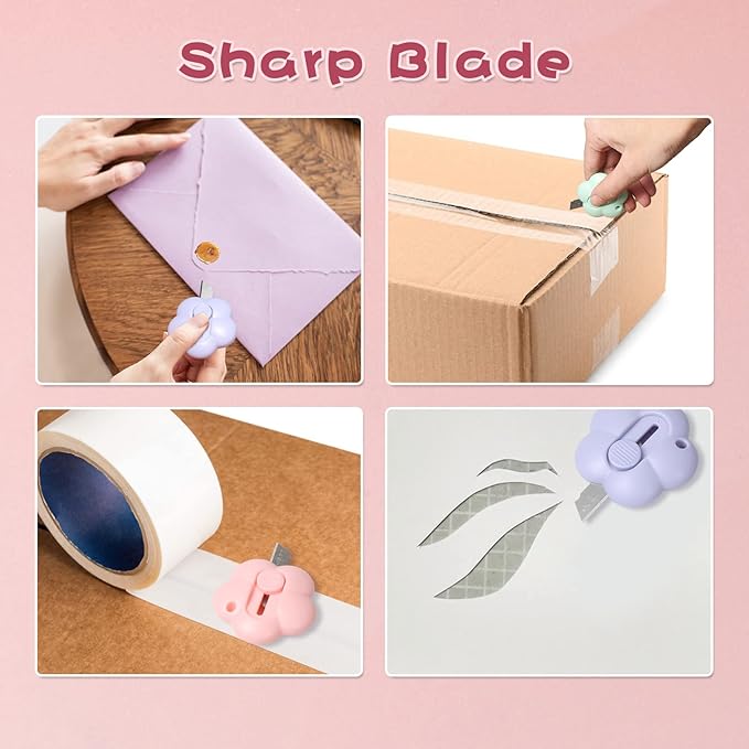 Mini Box Cutter 6 Piece, Retractable Utility Knife, Alloy Steel Blade, Lanyard Hole, Lightweight Letter Opener