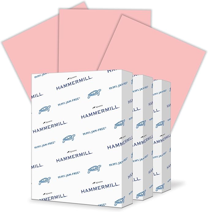 Hammermill 20 lb Pink Printer Paper, 8.5 x 11-3 Ream (1,500 Sheets) - Made in The USA, Pastel