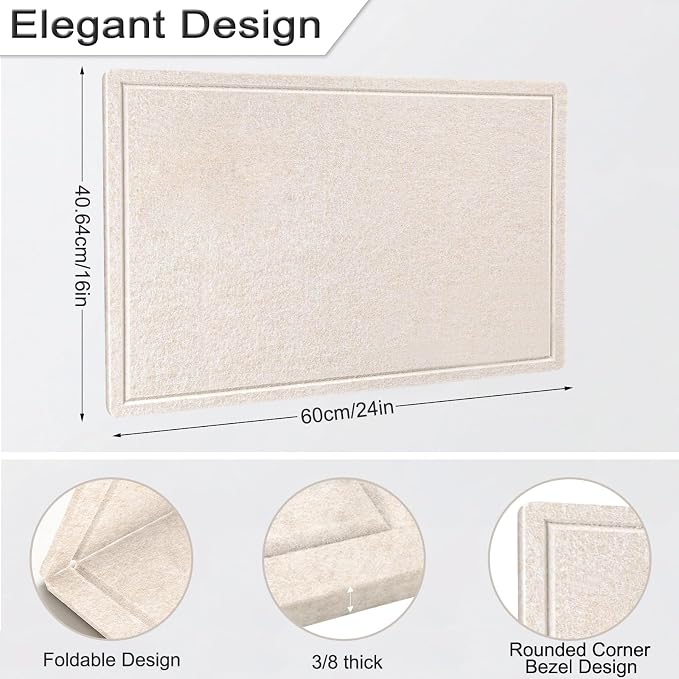 Cork Board Alternative, Decorative Foldable Felt Bulletin Board 24 * 16 Inches, Alternative Photo Board Self-Adhesive Vision Board, Decorative Pin Board (Rectangle Light Camel)