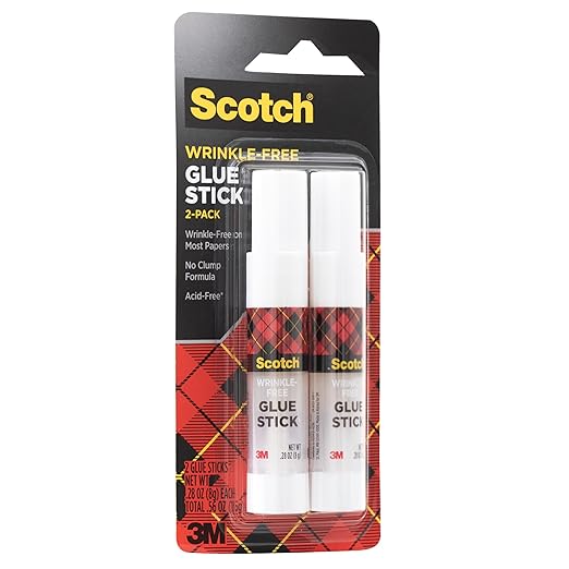 Scotch 051141928586 3M Wrinkle-Free Glue Stick 2/Pkg.27oz, 0.27 Ounce / 2 Count (Pack of 4)