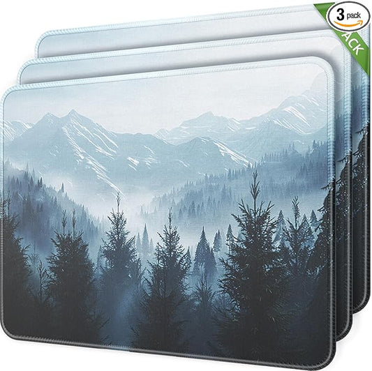 MROCO Mouse Pad 3-Pack [30% Larger] with Anti-Fray Stitched Edges, Premium Waterproof Surface, Non-Slip Rubber Base, Computer & Gaming Mouse Mat for Laptop, Office & Home, 8.5 x 11 in, Cloud Forest