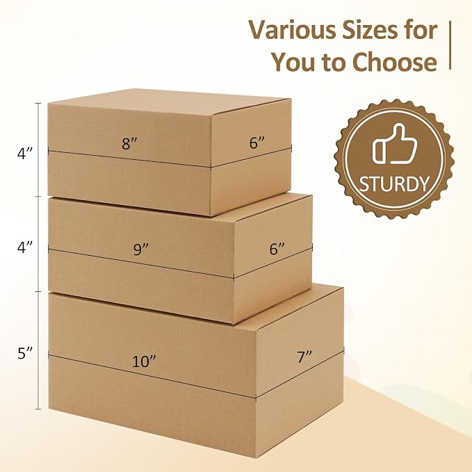 Eupako 8x6x4-Small-Shipping-Boxes-30-Pack-Brown-Corrugated-Box-Mailers, Cardboard Boxes for Packaging Small Business, Mailing