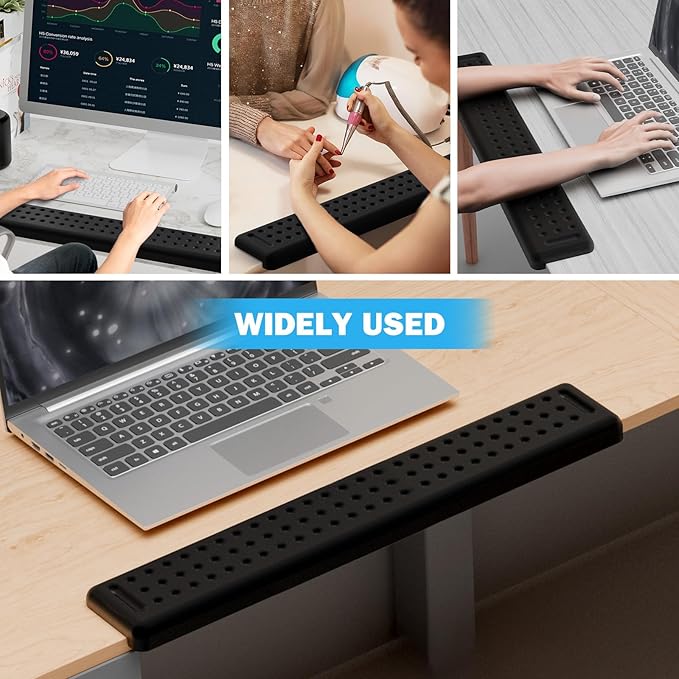 Leolee L-Shaped Desk Long Wrist Rest Elbow 60CM, Black Arm Rest for Desk | Memory Foam, Non-Slip Base, Ergonomic Desk Edge Cushion, Wrist Support for Computer Keyboard, Typing, Office, Home
