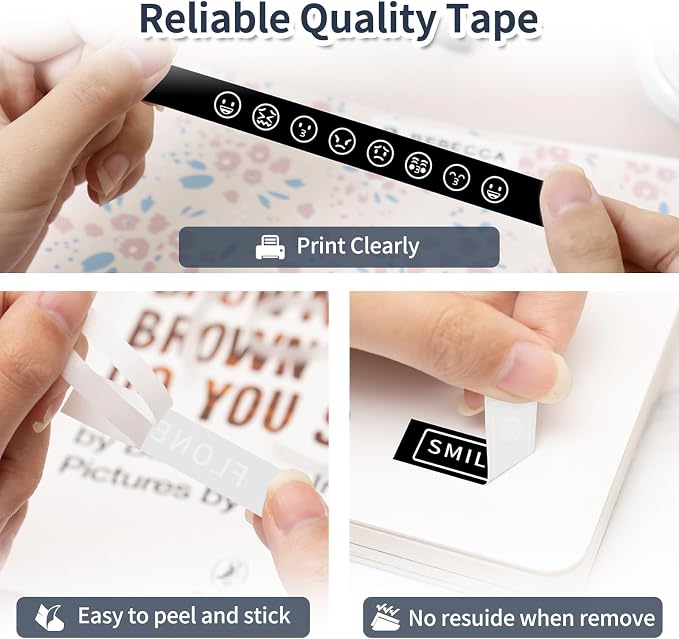 TZe-335 Black Label Tape Compatible with Brother Label Maker Tape | White on Black P-Touch TZe Tz 12mm 0.47 Laminated Work for PT-D210 PT-H110 PT-D200 PT-1750 PT-1290 Ptouch Refills, 4-Pack