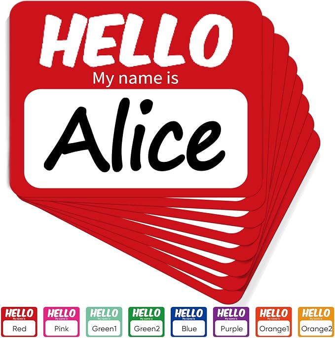 256 Pcs Name Tags Sticker 3"x2.5" Hello My Name is Stickers, Red Name Labels Adhesive Identification Name Badges for School, Office, Meeting, Family Parties, Mailing