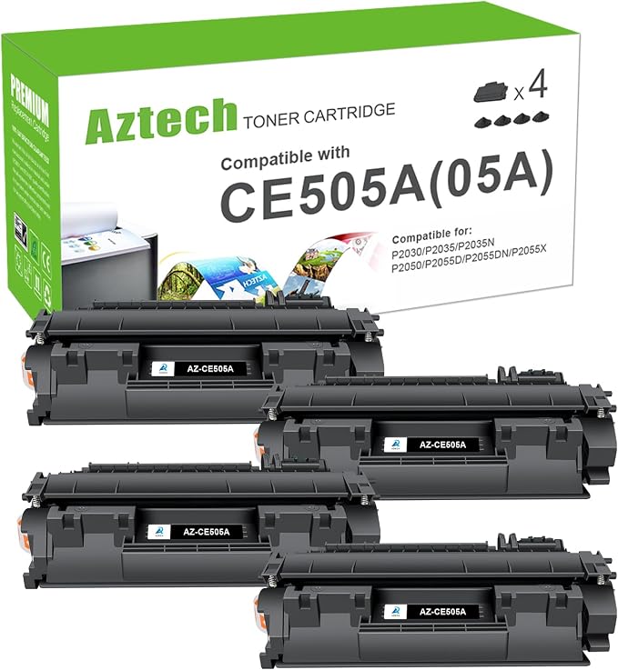 05A CE505A Toner Cartridge Black for HP P2035 P2055dn P2030 Printer 4 Pack | Compatible for HP LaserJet P2035 P2035N P2055DN 2055DN 2035N P2050 P2030 P2055D P2055X 2055D 2055X Printer Ink