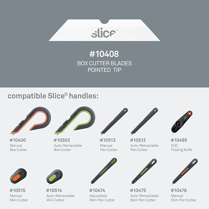 Slice 10408 Replacement Blade, Ceramic, Finger Friendly, Pointed Tip for Intricate Cuts and Thin Materials, Lasts 11x Longer than Metal