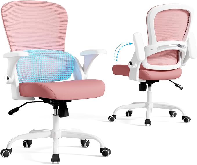 TRALT Office Chair - Ergonomic Office Chair with Back Support for Adults | Home Office Desk Chair with Lumbar Support - Ergonomic Mesh Chairs 330 lb Wide Seat for Work, Study, Office, Gaming(Pink)