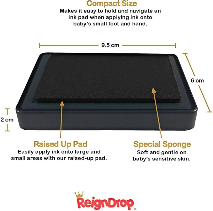 ReignDrop Ink Pad for Baby Footprint & Handprint - Creates Impressive Long Lasting Keepsake Stamp for Infant & Kids. Smudge Proof, Easy to Wipe Off Skin, Safe & Gentle Acid Free(Brown)