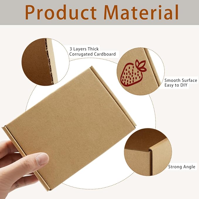 100 Pack Small Shipping Boxes, 5.9 x 3.9 x 1.5 Inch Mailing Cardboard Boxes Corrugated Mailer Packaging Supplies for Small Business Gift Present, Brown