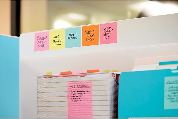 Post-it Super Sticky Notes, 3x3 in, 3 Pads, 2X The Sticking Power, Supernova Neons, Bright Colors, Recyclable (3321-SSMIA), (Pack of 48)