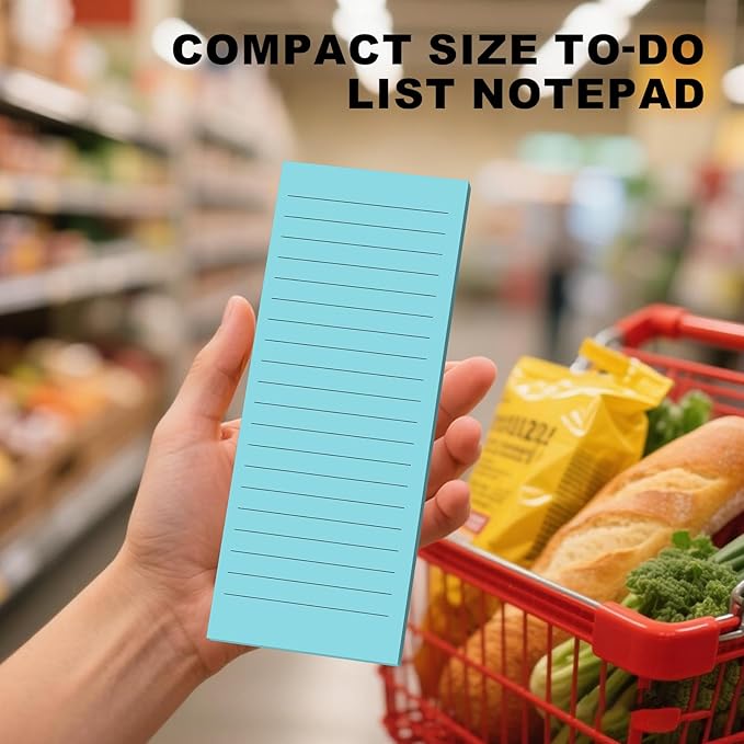 Magnetic Notepads Note Pads for Fridge with Full Magnet Back, 180 Sheets Blue Lined Refrigerator Notepad, 30 Sheets Per Pad for Grocery List, Shopping List, Office, Home, To-Do Lists & Memos