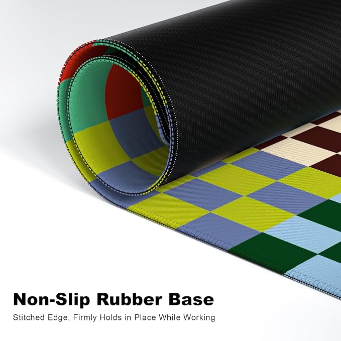 Desk Mat, Large Gaming Mouse Pad, 32" x 12", Cute Retro Checkered | Waterproof Desk Pad, Non-Slip Rubber Base, Desktop Mat with Stitched Edges, Desk Accessories for Office, Work, Home