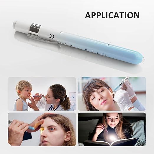 CAVN Pen Light with Pupil Gauge LED Penlight for Nurses Doctors | 2 Pcs Reusable Medical Penlight for Nursing Students, Gradient Pink and Blue