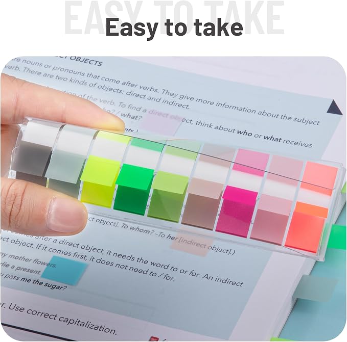 Golcellia Sticky Notes Tabs 900 Pieces Transparent Sticky Tabs, 0.47 Inch Book Tabs, Writable Repositionable Index Tabs Page Markers for Annotating Books, Notebooks, Files, Bright Colors