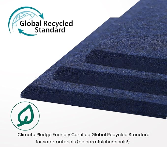 36" x 24" Felt Bulletin Board & Cork Board Alternative, Denim Blue | 6 Pack Removable Felt Wall Tiles with 20 pushpins, 30 Safe Adhesive Tabs, Pin Boards for Wall Decor, Home ,Office, Classroom