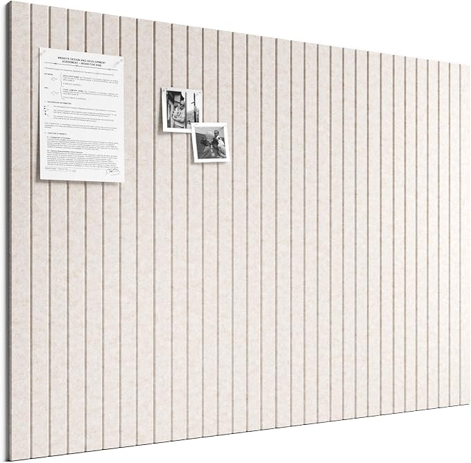 Bumusty 48"x 36" Large Felt Bulletin Board Tiles, Oatmeal | 12-Pack Cork Board Alternative, Wall Decor, 30 Pushpins, 60 Adhesive Tabs, Vision Board, Office, Classroom, Home, Dorm