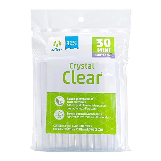 AdTech Hot Glue Sticks 4" Mini Size, Clear, 30 Sticks
