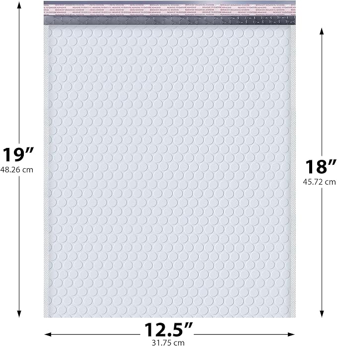 Arctic White Bubble Mailers 12.5x19.5 Poly Padded Mailers 100 Pack | Holds Clothing & Bulk Items, Self-Seal Closure, Cushioned Protection, Water-Resistant Poly, Made in USA, Size #6