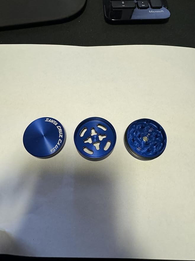 Santa Cruz Shredder Metal Spice Grinder Knurled Top for Stronger Grip 3 Piece Small 1.7" (Blue)