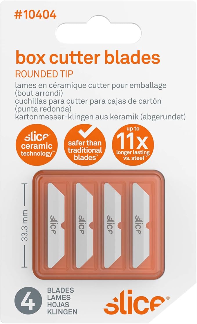 Slice 10408-CS Replacement Ceramic Blades with Pointed Tip for Slice Cutters, Stays Sharp up to 11x Longer Than Metal Blades (24 Pack)