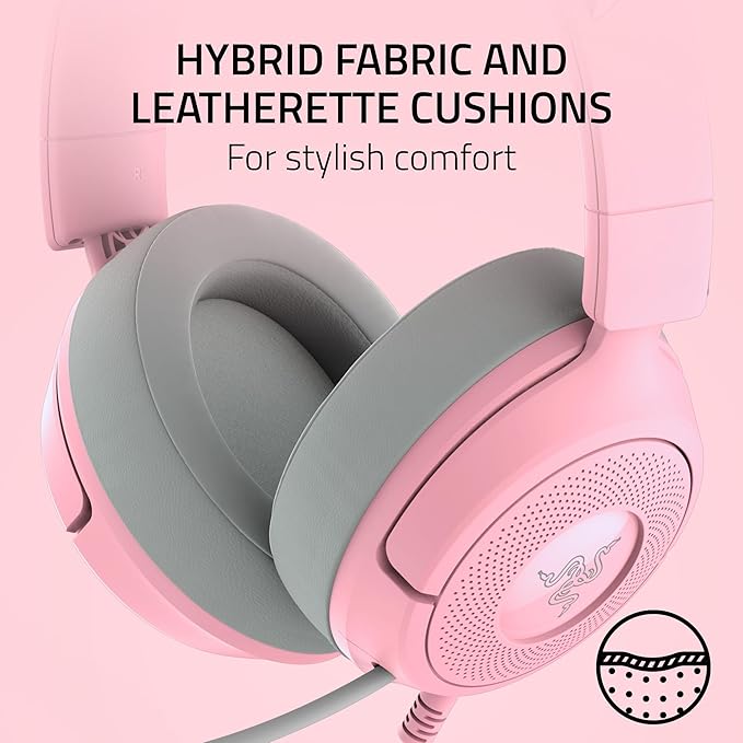 Razer Kraken Kitty V3 X Wired Gaming Headset: Kitty Ears - HyperClear Cardioid Mic - 40 mm Drivers - 7.1 Surround Sound - Comfy Ear Cushions - Cross-Platform via 3.5mm PC, PS5, Xbox, Switch 2 - Pink