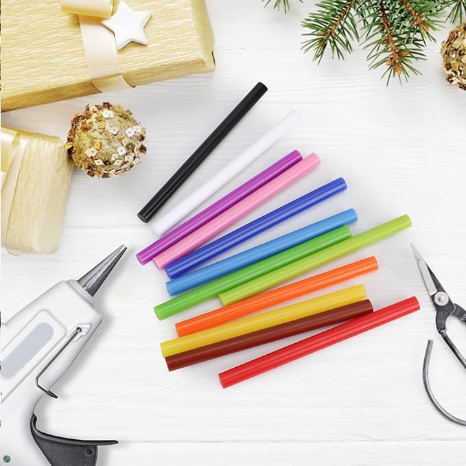 120 Pack Colored Hot Glue Sticks, Mini Hot Glue Sticks Bulk, 4"x 0.27" 12 Colors for Christmas Cards, Wax Seal Stamp, Decoration, Handmade Arts and Crafts DIY, Car Dent Repair